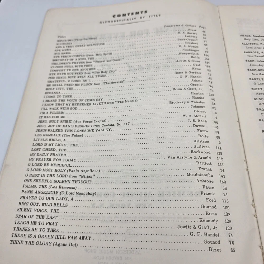 Sacred Songs No. 17 Remick Music 1958 Piano Organ Sheet Music Hymns Paperback